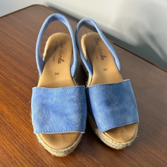 Ser Verde Blue Sueded Sandal Made in Spain Size 36 - Picture 5 of 9